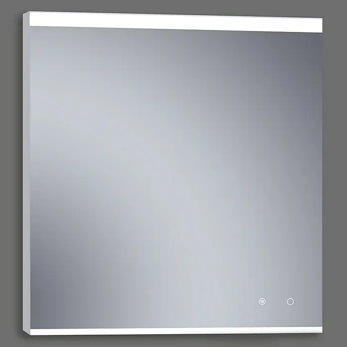 Camargue Espejo con luz París Plus - 80 x 80 cm, Acero, Bombillas y tubos - Espejo cuadrado con iluminación LED en la parte superior e inferior para baños o vestidores.