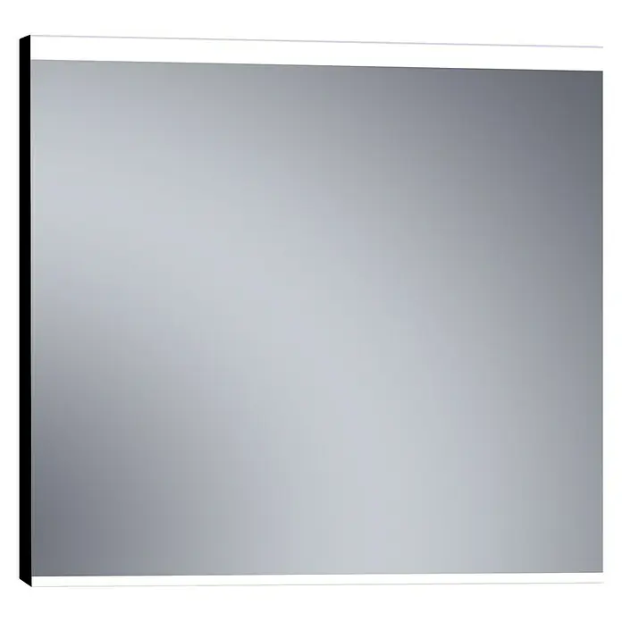 Camargue Espejo con luz París - 100 x 80 cm, Negro - Elegante espejo rectangular de baño con iluminación LED en la parte superior e inferior, ideal para diseños de baño modernos y una reflexión clara y brillante.
