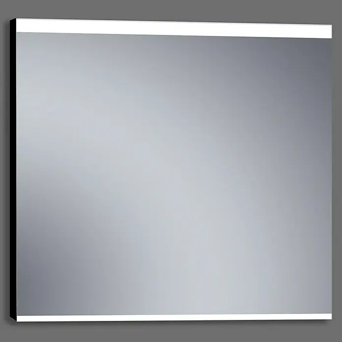Camargue Espejo con luz París - 100 x 80 cm, Negro - Espejo rectangular moderno con iluminación LED en la parte superior e inferior, ideal para baños y vestidores.