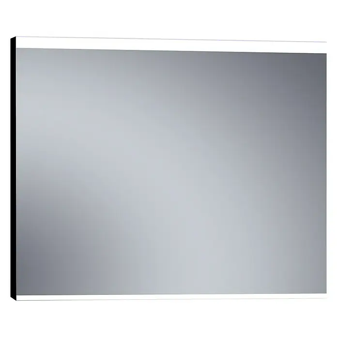 Camargue Espejo con luz París - 120 x 80 cm, Negro - La imagen muestra un elegante espejo rectangular con un marco blanco sencillo, ideal para baños modernos o vestidores.