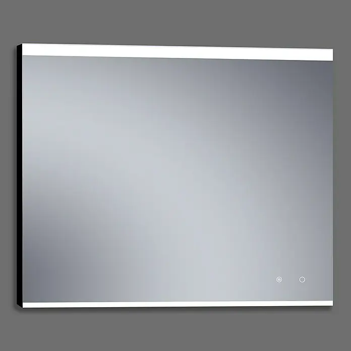 Camargue Espejo con luz París Plus - 120 x 80 cm, Negro, Bombillas y tubos - Elegante espejo LED con marco delgado. Un accesorio de baño moderno que combina estilo y funcionalidad.