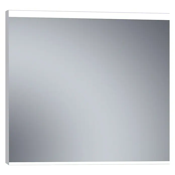Camargue Espejo con luz París - 100 x 80 cm, Acero - Un espejo rectangular con iluminación integrada en la parte superior e inferior añade un ambiente moderno al baño.