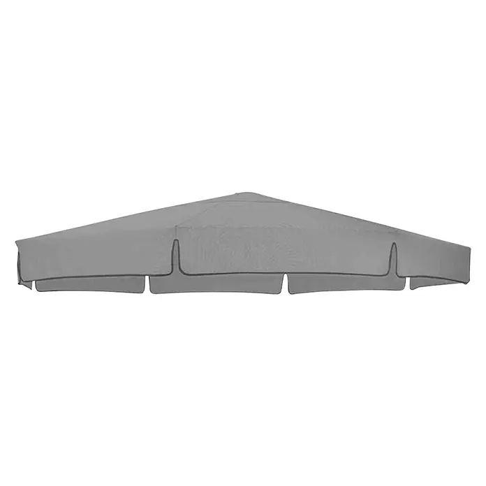 Sun Garden Schirmbezug Easy Sun - Grau-meliert, Passend für: Sunfun Ampelschirmgestell Easy Sun, 350 cm - Graue Pavillonabdeckung im Querformat auf schwarzem Hintergrund. Sie ist ideal für den Schutz vor Sonne und leichtem Regen im Freien.
