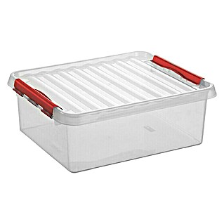 Sunware Aufbewahrungsbox Q-Line (L x B x H: 50 x 40 x 18 cm, Kunststoff, Transparent, Farbe Griff: Rot)