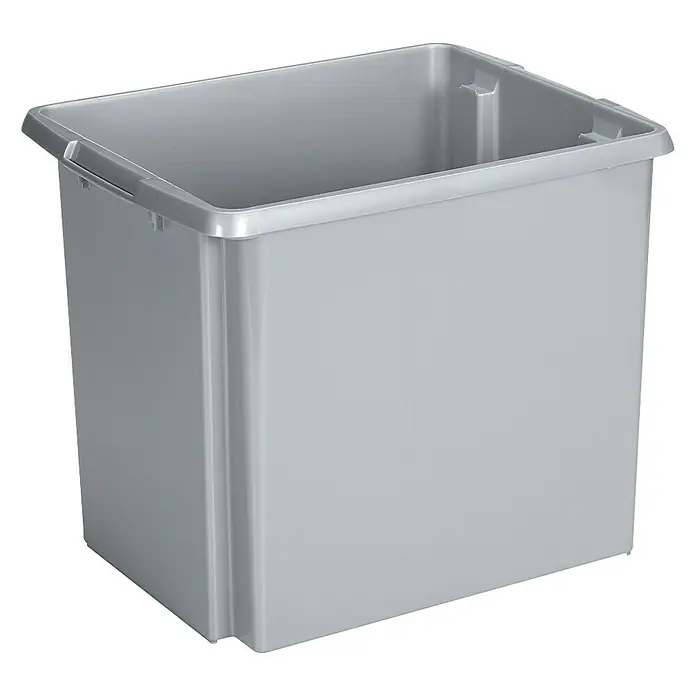 Sunware Aufbewahrungsbox Nesta - L x B x H: 45,5 x 36 x 36 cm, Kunststoff, Silber - Helle, eckige Mülltonne aus Kunststoff mit einem erhöhten Rand für ein einfaches Anheben und Tragen des Produkts im Haushalt.