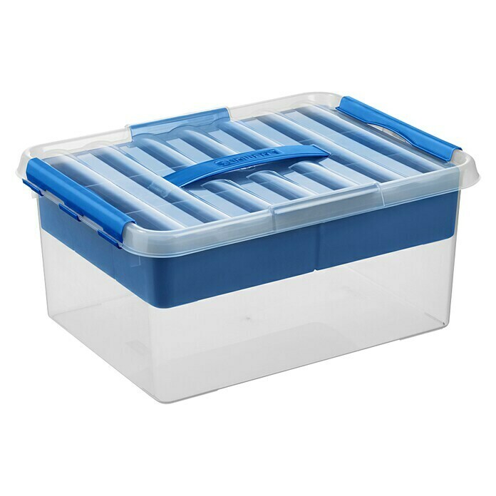 Sunware Aufbewahrungsbox Q-Line (L x B x H: 40 x 30 x 18 cm, Kunststoff, Transparent/Blau) | BAUHAUS