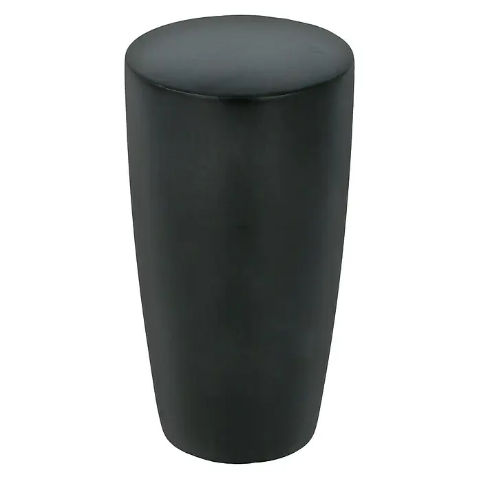 Expo Ambiente Endstück Noble - Schwarz, Geeignet für: Gardinenstangen Ø 20 mm - Das Bild zeigt einen stilvollen, schwarzen Möbelknopf, der sich perfekt für moderne Möbelstücke eignet. Er ist ein elegantes Detail.