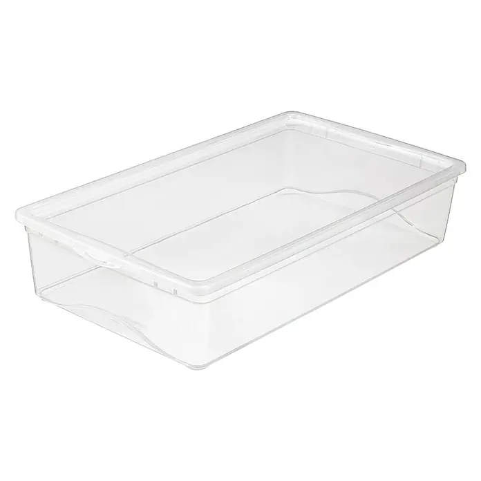 Sunware Aufbewahrungsbox Omega - L x B x H: 58,7 x 33,1 x 12,5 cm, Kunststoff, Transparent - Klarsichtbox mit Deckel, ideal zur Aufbewahrung und Organisation von Gegenständen im Haushalt. Robuster Kunststoff für lange Haltbarkeit.