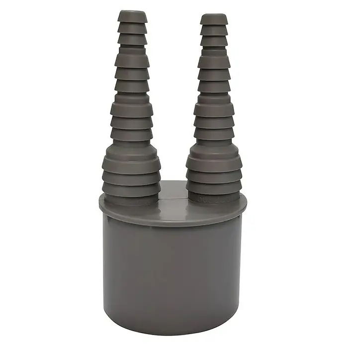 Schlauchnippel doppelt Airfit - Nennweite: 50 mm - Grauer PVC-Y-Verbinder mit zwei Stutzen für Schlauchanschlüsse. Ideal für die Sanitärinstallation und Abwassertechnik.