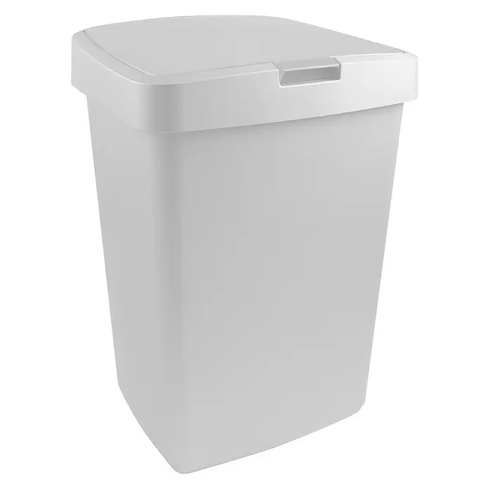 Sunware Standard Mülleimer Delta - 50 l, Weiß, Kunststoff - Ein weißer Abfalleimer mit Deckel, ideal für Küche oder Bad, bietet eine praktische und saubere Lösung zur Müllentsorgung.