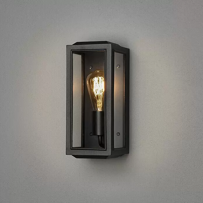 Konstsmide Außenwandleuchte Carpi - 60 W, 15 x 12,5 x 30 cm, Schwarz, IP44 - Anwendungsbeispiel