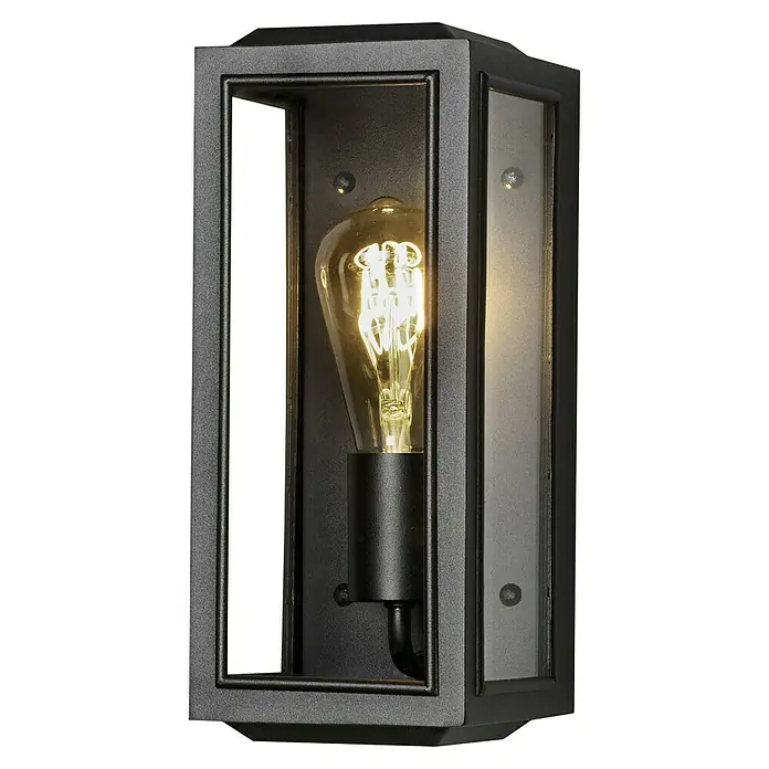 Konstsmide Außenwandleuchte Carpi - 60 W, 15 x 12,5 x 30 cm, Schwarz, IP44 - Elegante schwarze Außenwandleuchte mit Glühbirne. Die Lampe ist ein stilvolles Detail für jede Fassade und sorgt für angenehmes Licht.