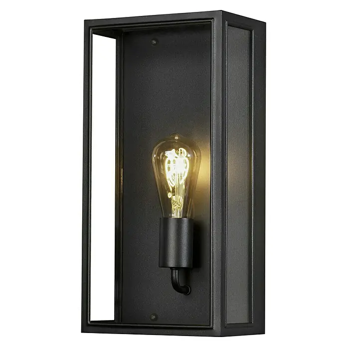 Konstsmide Außenwandleuchte Carpi - 12,5 x 20,5 x 40 cm, Schwarz, IP44 - Elegante, schwarze Wandleuchte mit Edison-Glühbirne, die ein warmes, einladendes Licht ausstrahlt und eine stilvolle Atmosphäre schafft.