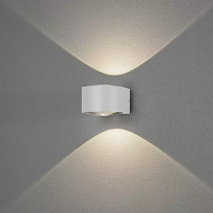 Konstsmide LED-Außenwandleuchte Gela - 12 W, 15,5 x 11 x 6,5 cm, Weiß, IP54 - Stimmungsaufnahme