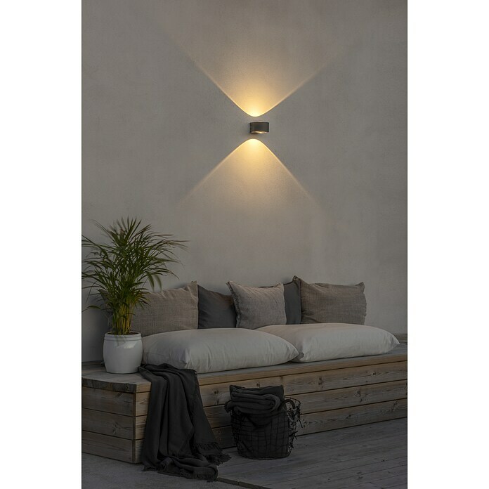 Konstsmide LED-Außenwandleuchte Gela (12 W, 15,5 x 11 x 6,5 cm, Anthrazit, IP54) | BAUHAUS