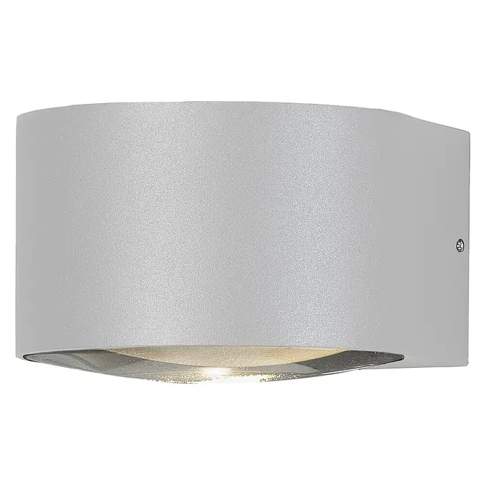 Konstsmide LED-Außenwandleuchte Gala - 6 W, Weiß, IP54 - Eine moderne, halbrunde Wandleuchte in Grau, die ein sanftes, nach unten gerichtetes Licht abgibt und sich ideal für Flure oder Wohnbereiche eignet.