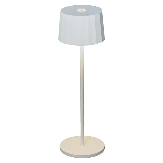 Konstsmide Akku-Tischleuchte Positano - 2,2 W, Weiß, Warmweiß - Elegante, kabellose Tischleuchte in Weiß. Perfekt für eine stimmungsvolle Beleuchtung im Innen- und Außenbereich mit einem modernen Design.