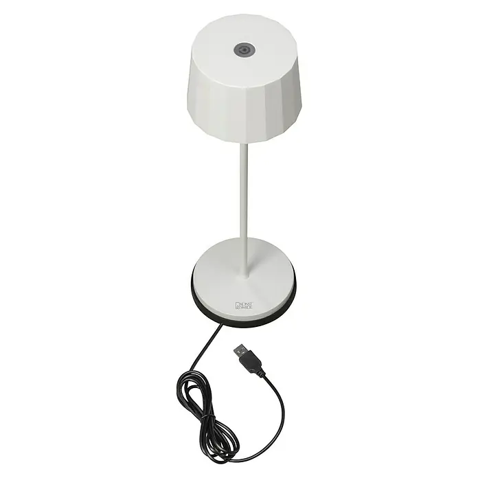 Konstsmide Akku-Tischleuchte Positano - 2,2 W, Weiß, Warmweiß - Eine moderne, kabellose Tischleuchte in Weiß mit einem USB-Kabel für einfaches Aufladen. Schlichtes, elegantes Design für jeden Raum.