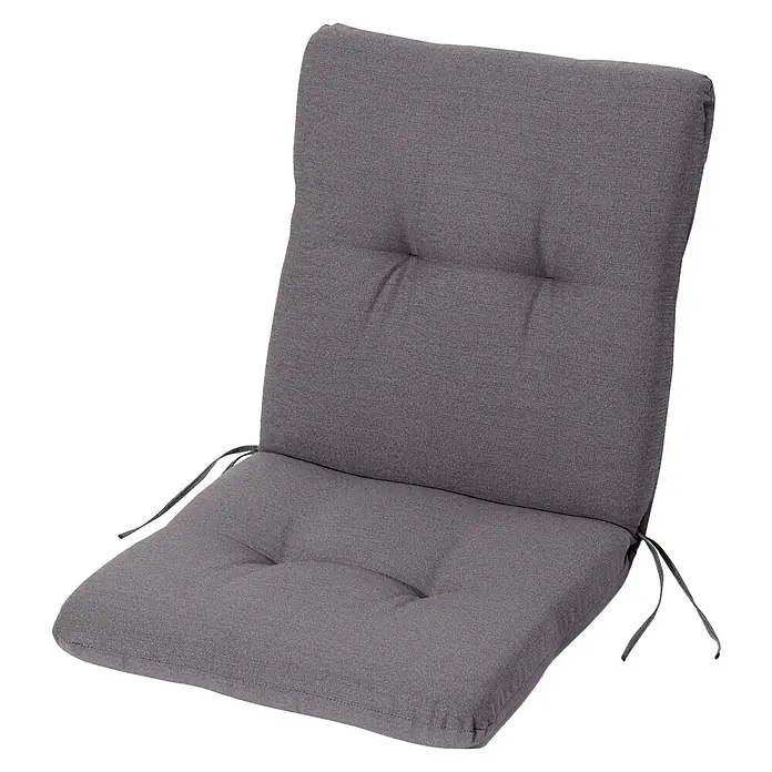Sunfun Island Sitzauflage - Taupe, Niederlehner, L x B x H: 98 x 48 x 9 cm, Materialzusammensetzung Bezug: Polyester - Graues Stuhlkissen mit Rückenlehne und Bindebändern für zusätzlichen Komfort.