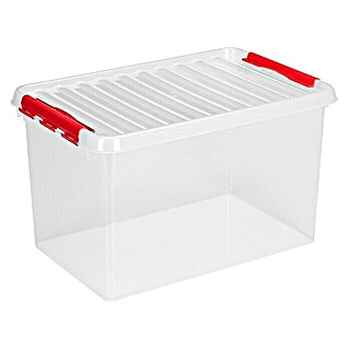 Sunware Aufbewahrungsbox Q-Line (L x B x H: 60 x 40 x 34 cm, Kunststoff, Transparent, Farbe Griff: Rot)
