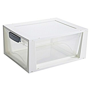 Sunware Aufbewahrungsbox Omega (L x B x H: 37,5 x 29,5 x 17,5 cm, Kunststoff, Transparent/Weiß)