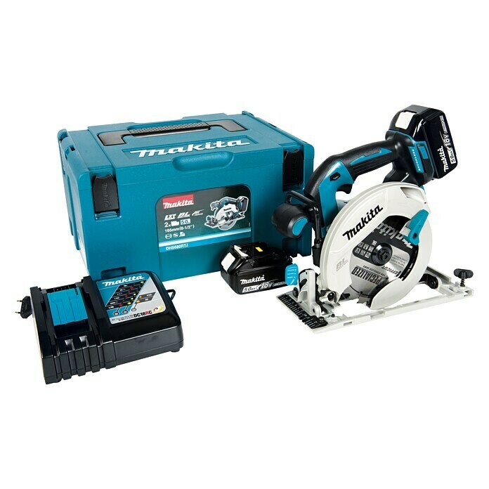 Makita Akku-Handkreissäge DHS680RTJ18 V, Li-Ionen, 5 Ah, 2 Akkus, Leerlaufdrehzahl: 5.000 U/min Diagonal View