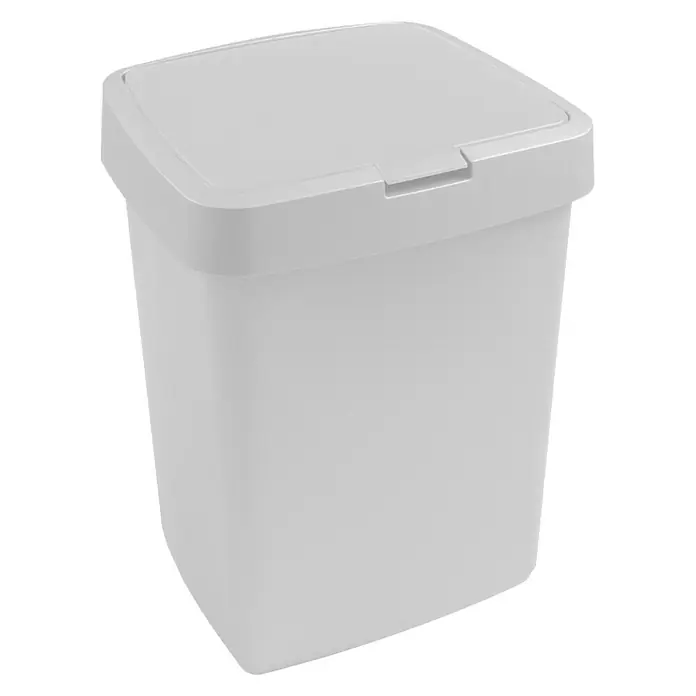 Sunware Standard Mülleimer Delta - 10 l, Weiß, Kunststoff - Ein schlichter, weißer Abfalleimer mit einem praktischen Klappdeckel, ideal für Bad oder Büro.