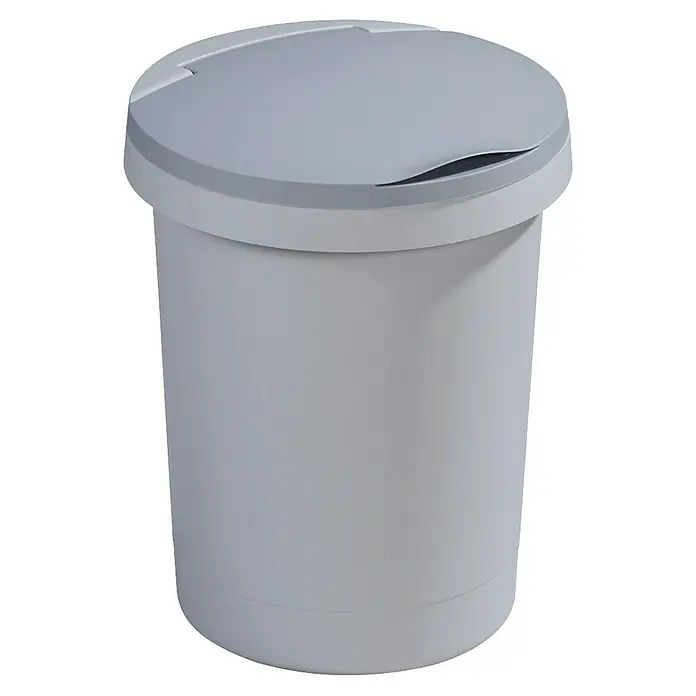 Sunware Standard Mülleimer Twinga - 10 l, Grau, Kunststoff - Grauer Abfalleimer mit Schwingdeckel für Badezimmer oder Küche, modernes Design, ideal für die Müllentsorgung und Abfalltrennung.