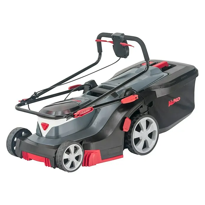 AL-KO Bosch Home & Garden Compatible Akku-Rasenmäher 38.2 Li - 18 V, 2 Akkus, 4 Ah, Schnittbreite: 38 cm - Der AL-KO Akku-Rasenmäher mit seinem ergonomischen Design und praktischem Fangkorb für eine mühelose Rasenpflege im Garten.