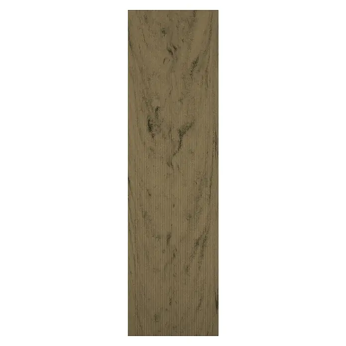 Kovalex WPC-Terrassendiele Massiv mit Struktur nach Maß - Samtesche, 540 x 14,5 x 2 cm - Nahaufnahme einer dekorativen Wandfliese mit einem linearen Muster und einer subtilen Marmorierung für eine moderne Raumgestaltung.