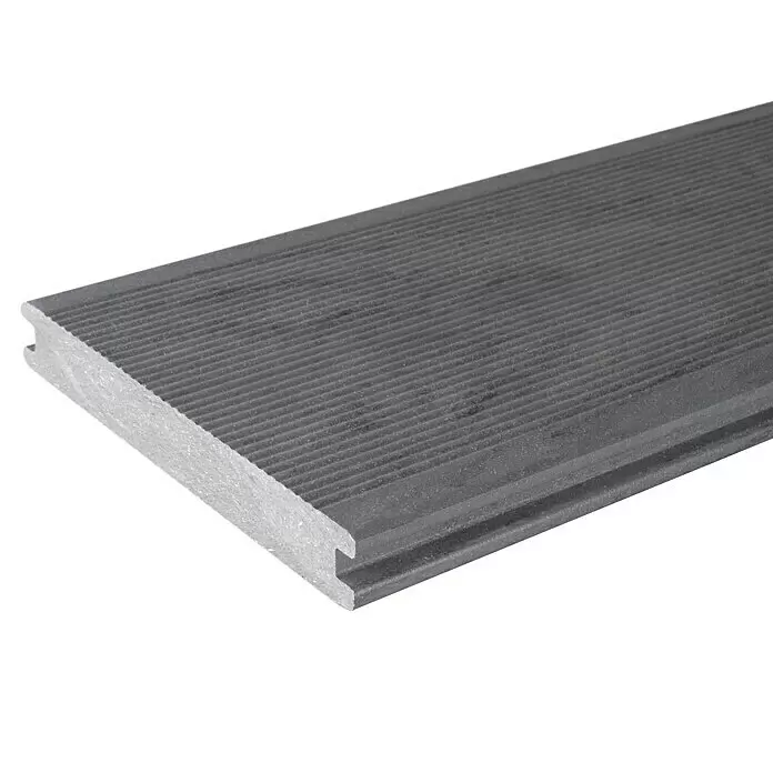 Kovalex WPC-Terrassendiele Massiv mit Struktur nach MaßRäuchereiche, 340 x 14,5 x 2 cm, Mattiert