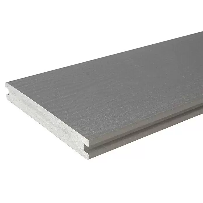 Kovalex WPC-Terrassendiele Massiv mit Struktur nach Maß - Grau, Unbehandelt, 580 x 14,5 x 2 cm - Detailaufnahme