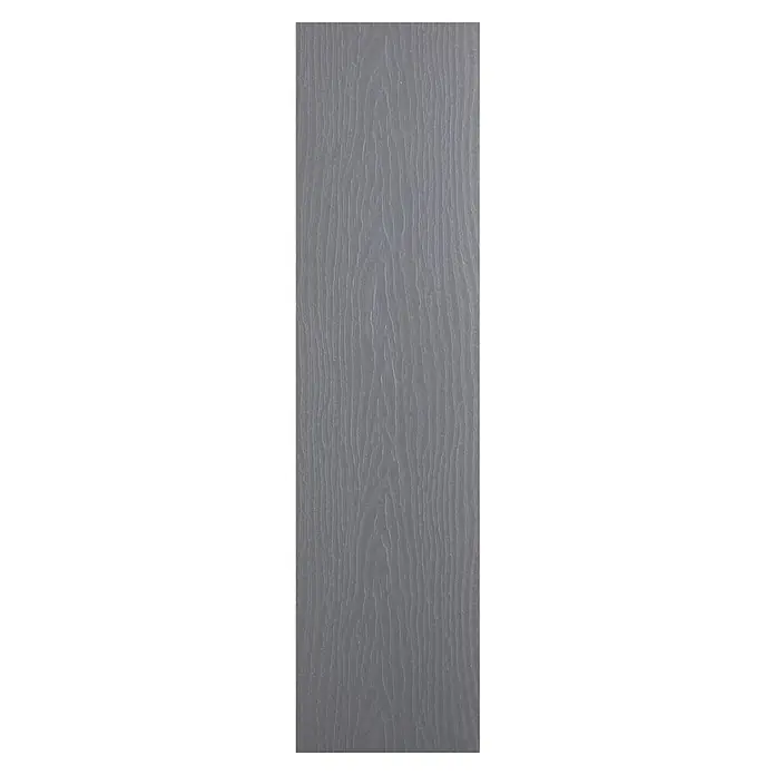 Kovalex WPC-Terrassendiele Massiv mit Struktur nach Maß - Grau, Unbehandelt, 580 x 14,5 x 2 cm - Detailaufnahme einer modernen grauen Holzpaneele mit feiner Maserung, ideal für stilvolle Wandverkleidungen und Möbeldesigns.