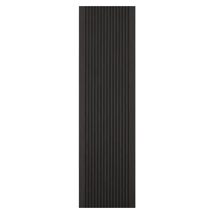 Kovalex WPC-Terrassendiele Exklusiv nach Maß - 300 x 14,5 x 2,6 cm, Graubraun - Schwarzes Profil mit gerippter Oberfläche. Ideal für rutschfeste Anwendungen und als dekoratives Element im Innenbereich.