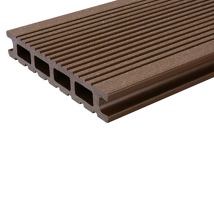 Kovalex WPC-Terrassendiele Exklusiv nach Maß - Braun, Gebürstet, 460 x 14,5 x 2,6 cm - Braun gerillte Terrassendiele aus Verbundmaterial mit Hohlräumen für Stabilität und einfacher Montage.