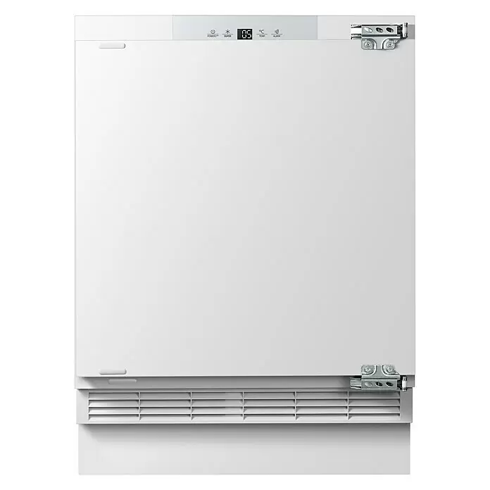 PKM Vollraumkühlschrank KS133UBE - Nutzinhalt Gesamt: 138 l, 54,5 x 59,5 x 81,8 cm, Weiß - Weißer Einbaukühlschrank/-gefriergerät mit digitalem Bedienfeld, Anzeige '05', Symbolen und Lüftungsgitter.