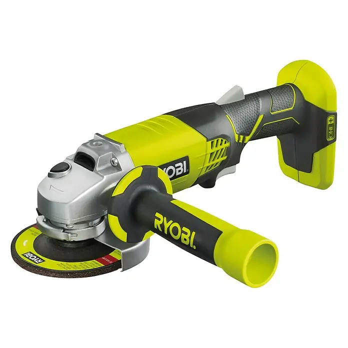 Ryobi ONE+ Maschinen-Set Combo Kit R18CK4E-242S - 18 V, 2 Akkus, 8 -tlg. - Ryobi Akku-Winkelschleifer mit Scheibe, grün-schwarz, für verschiedene Schleifarbeiten.
