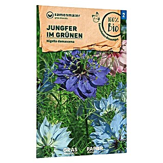 samenmaier Blumensamen Bio Jungfer im Grünen (Nigella damascena, Weiß/Rosa/Blau, Saatzeit: März, Blütezeit: Juni)