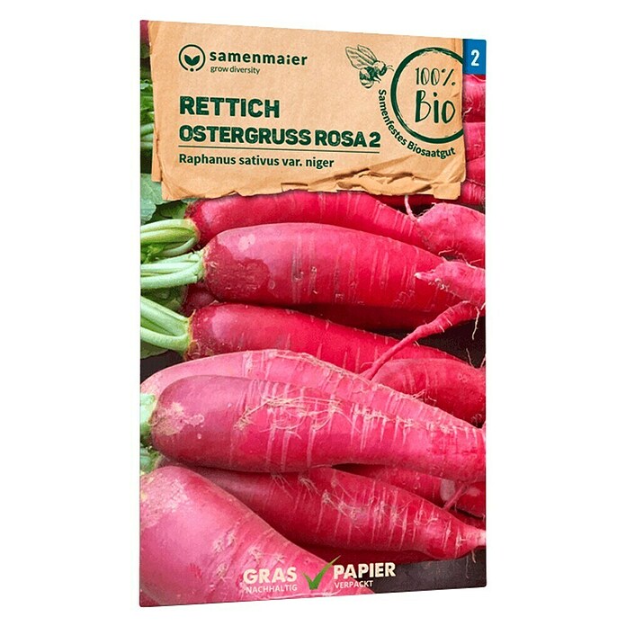 samenmaier Gemüsesamen Bio Rettich, Ostergruß rosa 2 (Raphanus sativus var. niger, Saatzeit: Januar, Erntezeit: Mai) | BAUHAUS