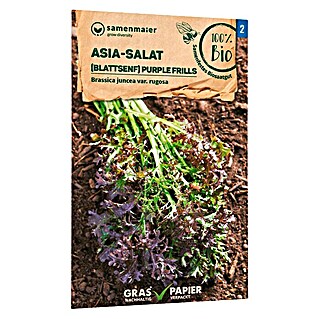 samenmaier Salatsamen Bio Asia Purple Frills Blattsenf (Brassica juncea var. rugosa, Erntezeit: April)