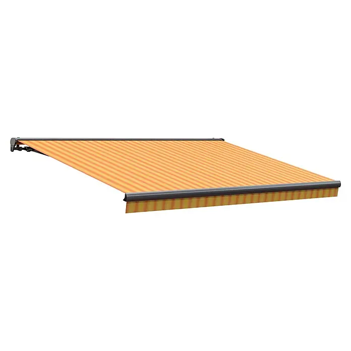 Solid Elements Teilhülsenmarkise Solid 320180Gelb/Orange, Breite: 5,5 m, Ausfall: 3,5 m - Markise mit Streifenmuster in Gelb- und Orangetönen. Ideal für den Sonnenschutz auf Terrassen und Balkonen.