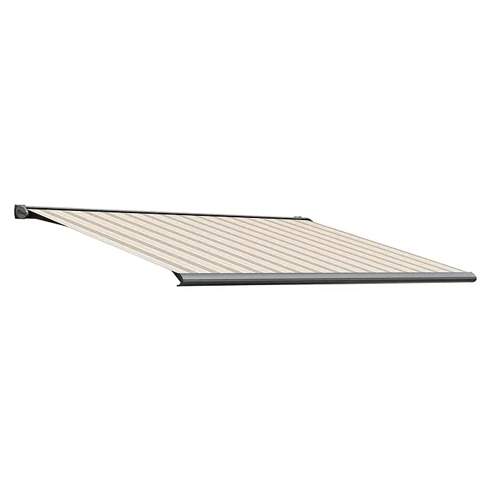 Solid Elements Vollkassettenmarkise Solid-S 8935 - Cappuccino, Farbe Gestell: Anthrazitgrau, Breite: 5 m, Ausfall: 2 m - Markise mit Streifenmuster. Diese stilvolle Markise bietet Schatten und Schutz vor der Sonne und verleiht Ihrem Außenbereich eine elegante Note.