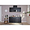 Respekta Singleküche KB150ESSMIC (Breite: 150 cm, Mit Glaskeramikkochfeld, Schwarz)