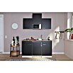 Respekta Singleküche KB150WSMI (Breite: 150 cm, Mit Duo-Kochmulde, Schwarz)
