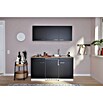 Respekta Singleküche KB150WS (Breite: 150 cm, Mit Duo-Kochmulde, Schwarz)