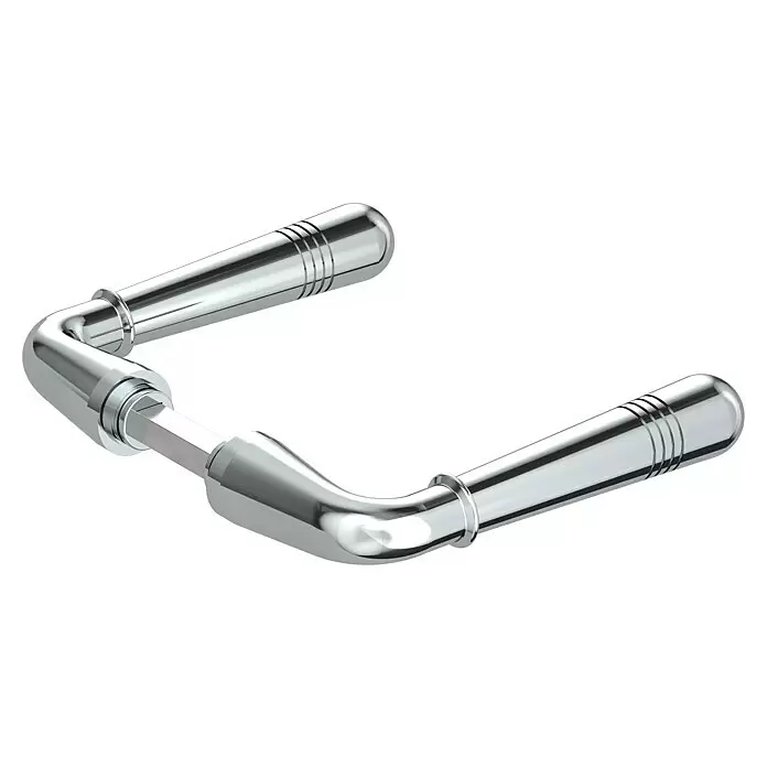 Diamond Doors Classic Drückerpaar Oklahoma - Passend für: Glastüren, Chrom - Poliertes Chrom-Türdrückerpaar mit Zierringen, verbunden durch Vierkantstift.