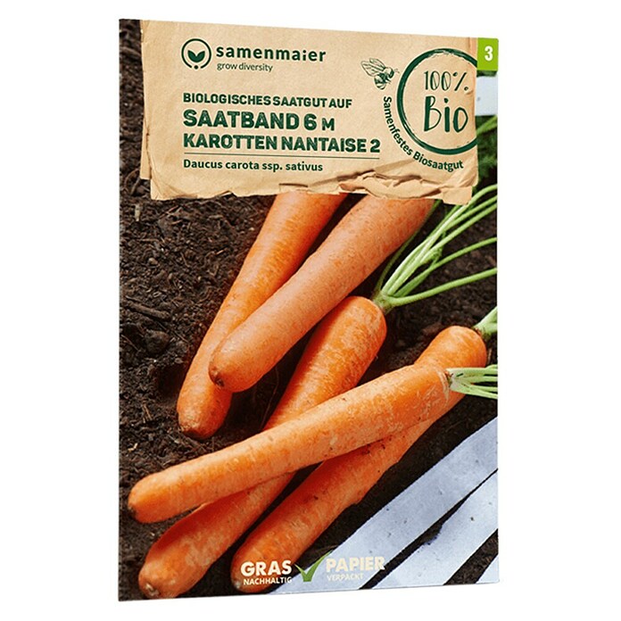 samenmaier Gemüsesamen Bio Saatband Karotten Nantaise 2 (Daucus carota ssp. sativus, Saatzeit: März, Erntezeit: August) | BAUHAUS