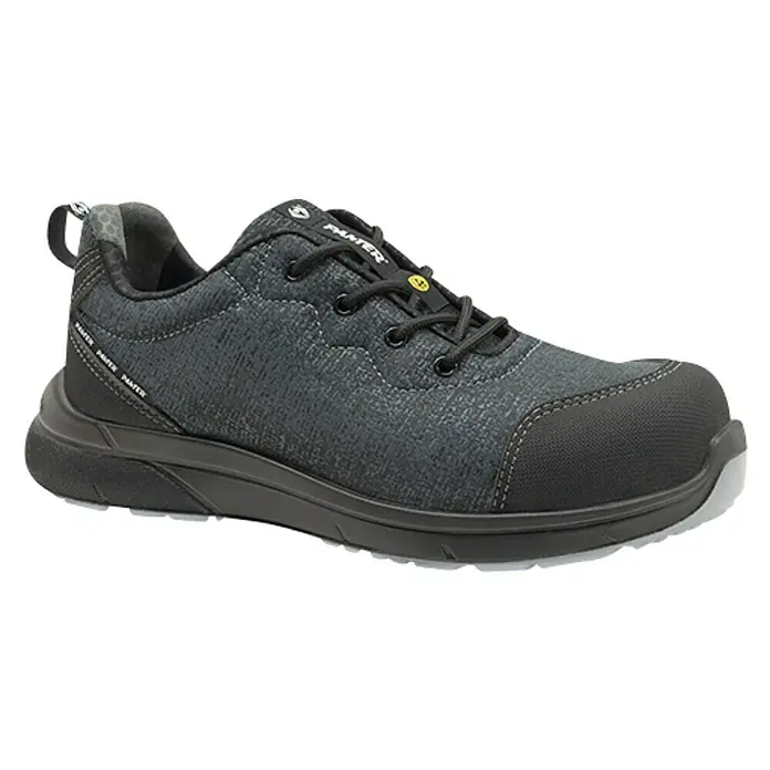 Panter Zapato bajo de seguridad Vita Eco - 43, Clase de protección según EN ISO 20345: S3, Negro - Zapato de seguridad negro con cordones y puntera reforzada para una protección óptima en el trabajo.