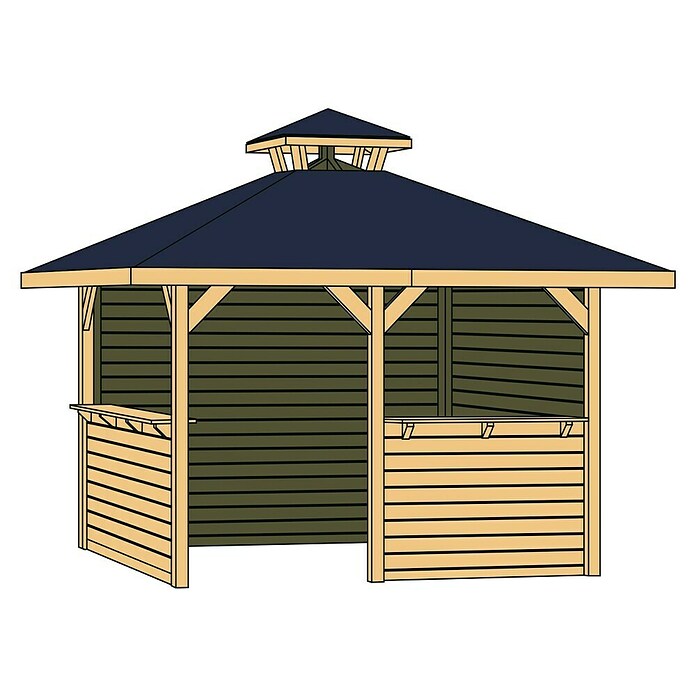 Weka Gartenlaube 651 (L x B: 380 x 380 cm, Natur) | BAUHAUS