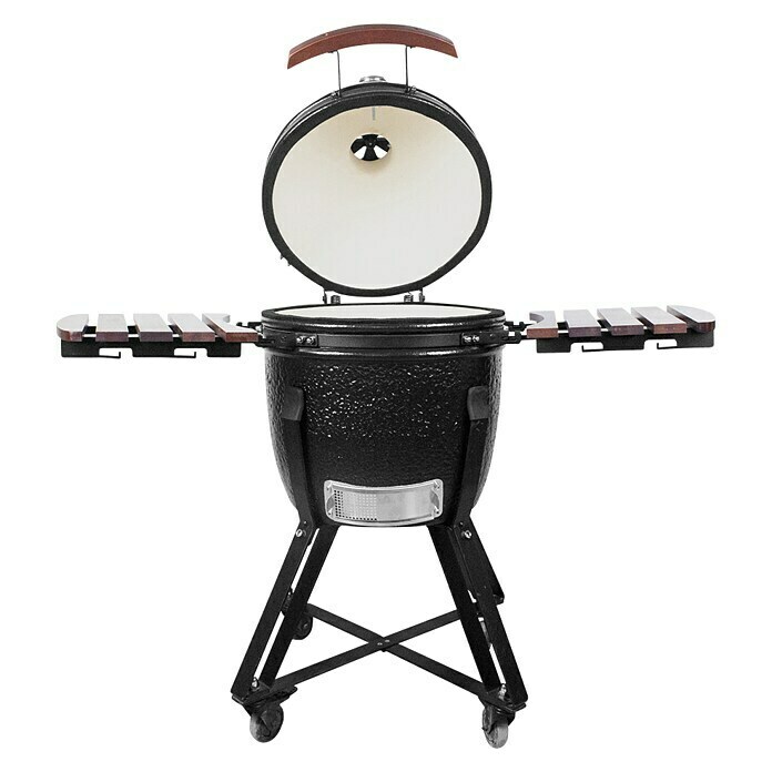 Kingstone Holzkohlegrill Kamado 38Schwarz, Hauptgrillfläche: Ø 38,3 cm Front View